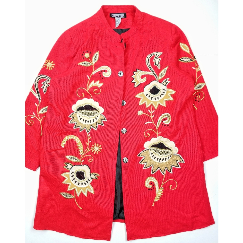 VTG 90's 00's Trench Coat Aztec Sunflower Jacket
